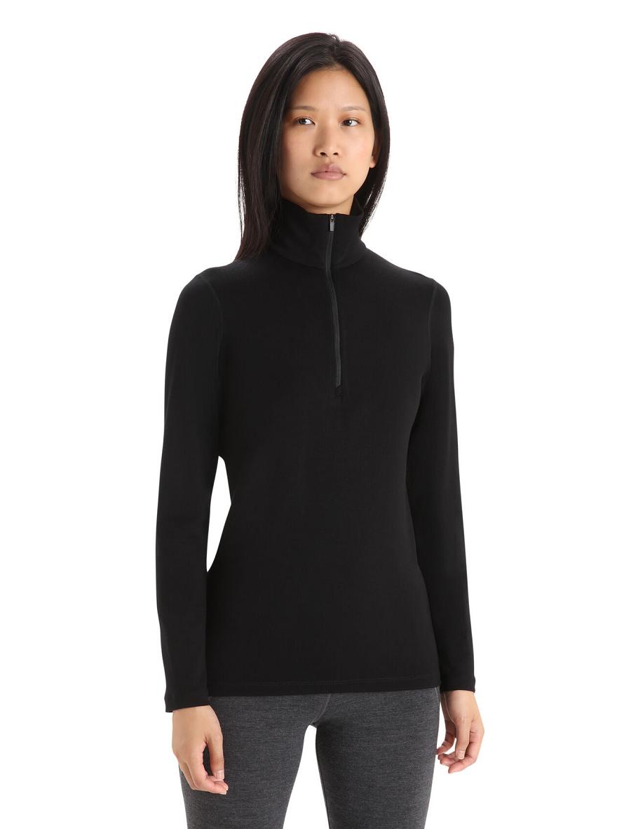 Black Icebreaker Merino 260 Tech Long Sleeve Half Zip Thermal Top Women\'s Base Layers | AU 1915FDNM